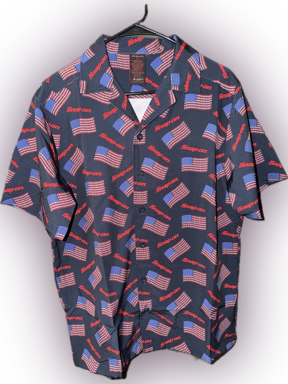 Snap-On Men’s Short-Sleeve Wrinkle-Free Patriotic Shirt, Size S